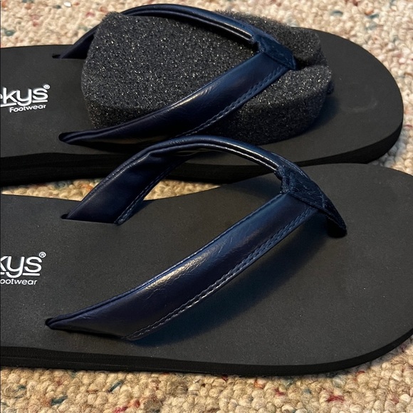 Corkys Navy and Black Flip Flop Sandals - Picture 3 of 5